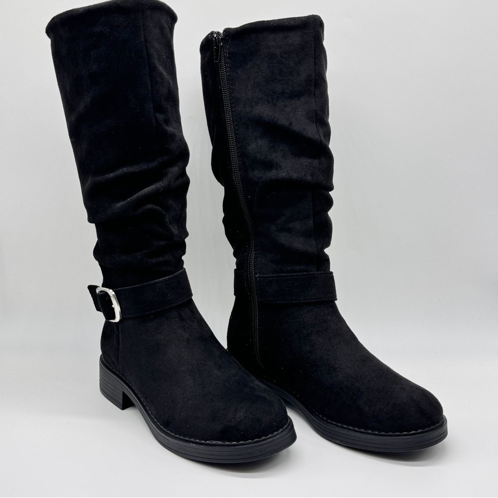 Madden Girl Jzullo Black Faux Suede Knee High Boots Kids Girls Size 2 NEW